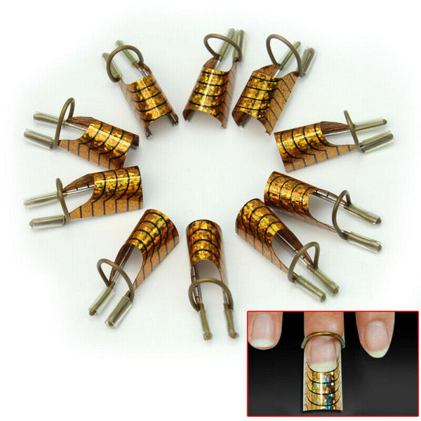 10x Professional Nail Tips Art Forms Reusable UV Gel Acrylic French Tools New