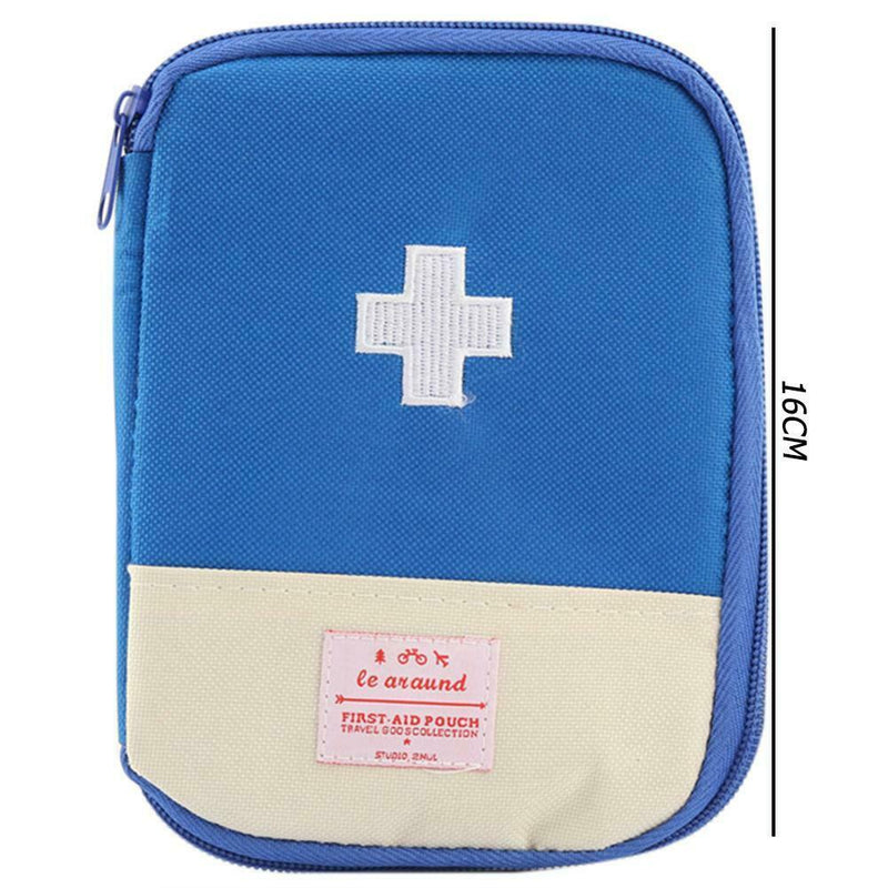 Portable First Aid Emergency Medicine Storage Kit Bag Pill Organizer (Blue)