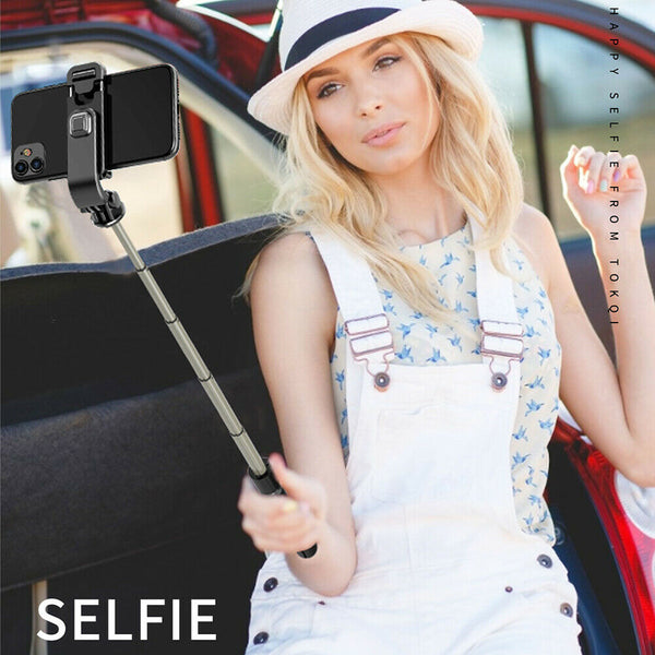 L03 Foldable Remote Shutter Bluetooth Phone Selfie Stick Tripod (Black) A#S