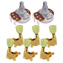 6 Pcs Left Right Tuning Key Tuner A250K Audio Volume Tone Pot for Guitar