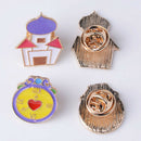 Lovely House Alarm Clock Cartoon Cute Enamel Brooch Pins Collar Lapel Gifts