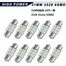 10X 30MM 31MM Festoon LED White Dome Map License Interior Light Bulb 3022 12V