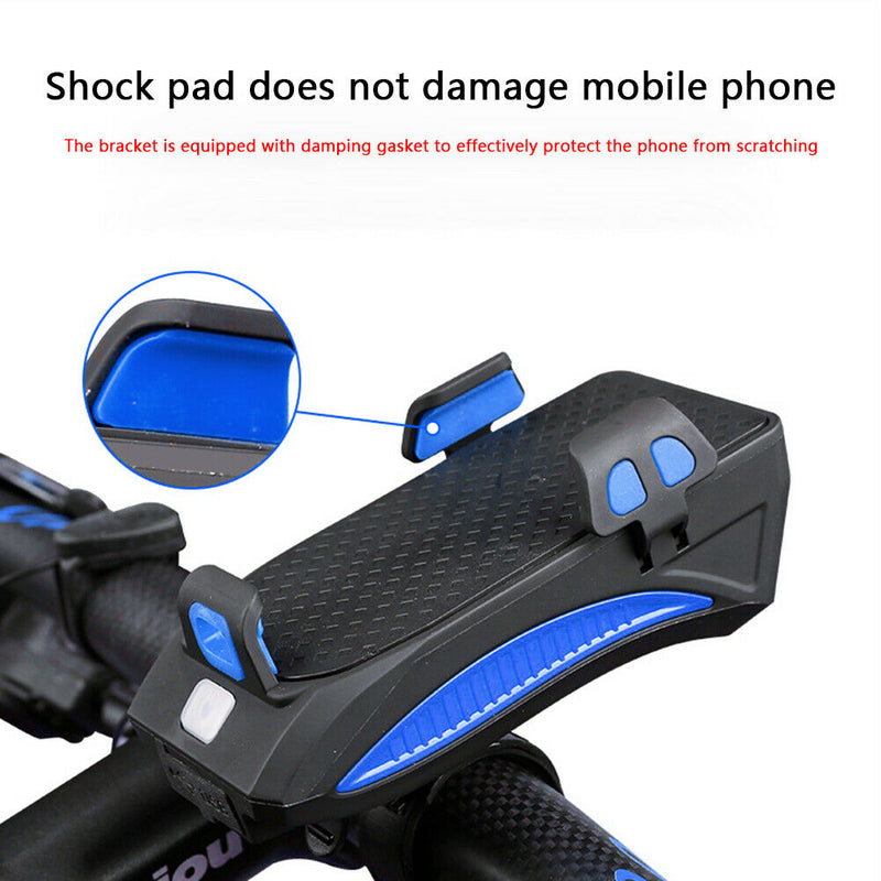 Bicycle Power Bank Phone Rack Holder w/Headlight Speaker (Blue 2000mAh)