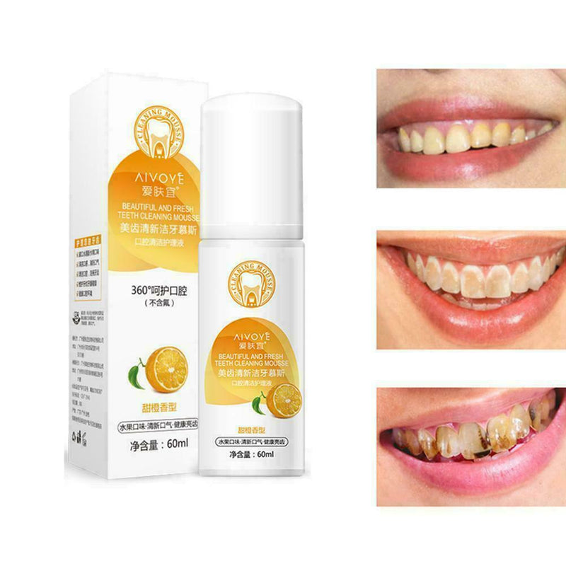 60ml Orange Teeth Cleaning Mouth Fresh Whitening Dental Foam Tooth 2019 D6A7