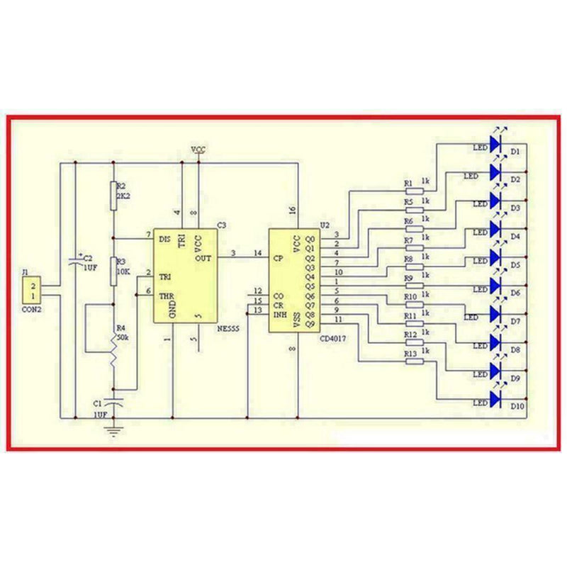 NE555+CD4017 Running LED Flow LED Light Electronic L1Y7 nice DIY duction Su F9J2