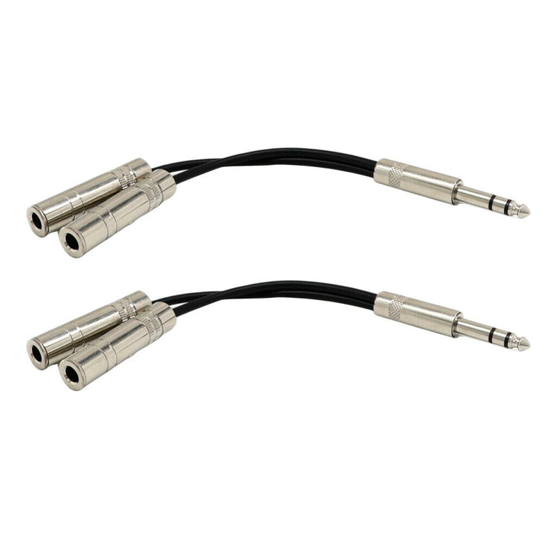 2x 6.35mm Male To 2X 1/4" Female Audio Y Splitter Stereo Speaker