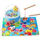 Wooden Two-Pole Sea Animal Fishing Magnetic Toys Set Early Education Game