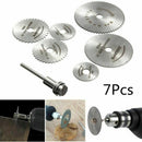 7Pcs HSS CIRCULAR SAW BLADE DISCS & MANDREL|Rotary Tool Wood/Metal Cutting Kit