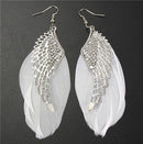 Angel Wing Feather Dangle Earring Women Chandelier Drop Long Earrings Jewelry