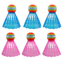 6Pcs Badminton Shuttlecock Rainbow Head Nylon Ball Luminous Badminton