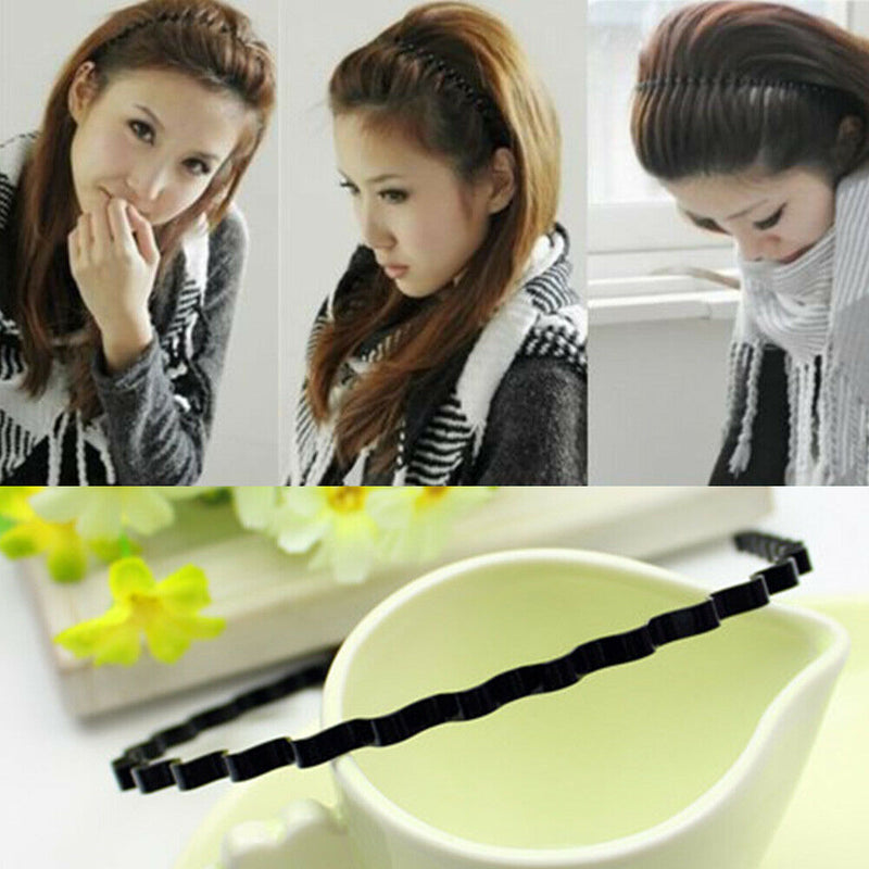 Mens Women Unisex Black Wavy Hair Head Hoop Band Sport Headband Hairband Fashion