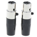 2 x 5 Pin XLR Female Cable Connector, Fit for Microphones, Black and Sliver