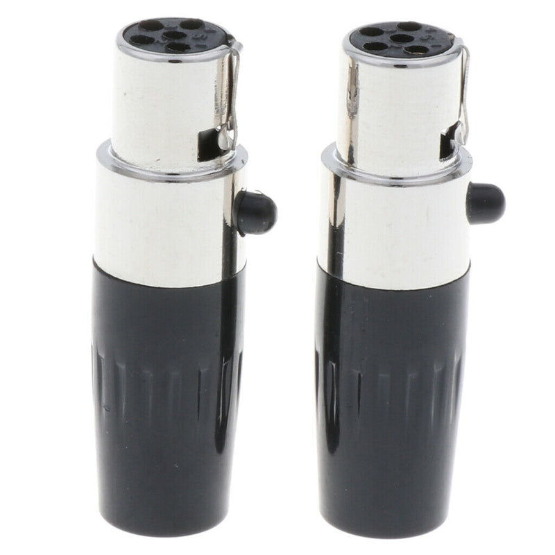 2 x 5 Pin XLR Female Cable Connector, Fit for Microphones, Black and Sliver