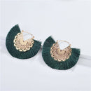 Fashion Flower Hollow Metal Fringed Tassel Statement Earrings For Women Boh T2J4