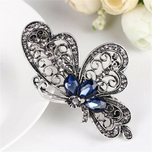 Women Chic Crystal Rhinestone Butterfly Hair Clip Hairpin Hairclip Accessories