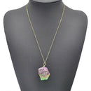 Crystal Chakra Natural Rainbow Stone Necklace Rock Chain Quartz Pendant Jewelry