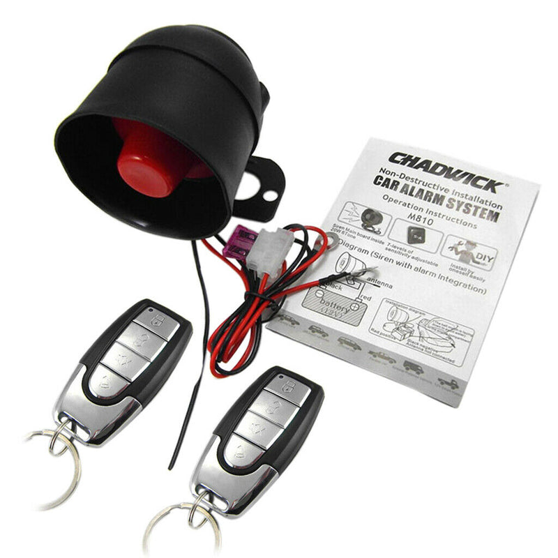 Car Alarm System Remote Door Starter Keyless Entry Lock W/ 2 Remote Control
