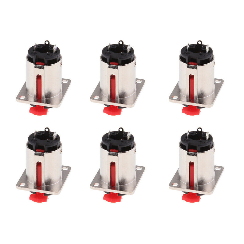 6 Pieces 6.35mm 1/4 Inch Female Stereo Audio Socket Connector Locking Style