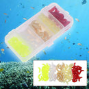 100pcs 5 Colors 24mm Soft Bread Worm Fishing Lure Rubber Maggot Bait w/ Box