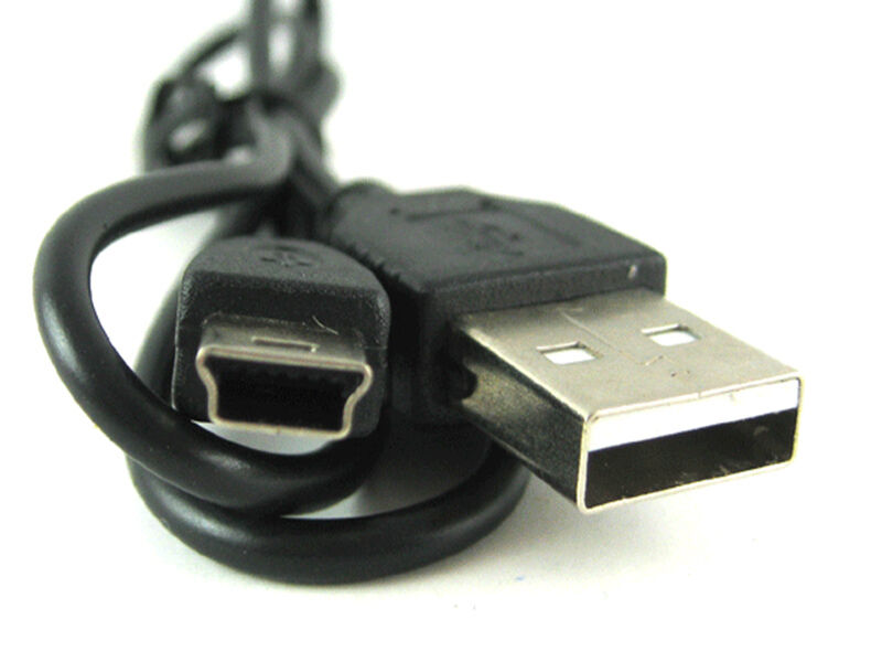 1PC Black PVC USB 2.0 Male to Mini 5 Pin B Data Charging Cable Cord Adapter DS