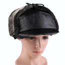 New Men Winter Warm Earflap Visor Cap PU Outdoor Skiing Snow Hat