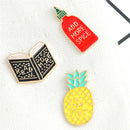 3PCS Enamel Book Pineapple Brooch Pin Shirt Collar Pin Badge Corsage Jewelry JR