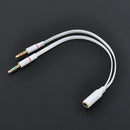 3.5mm AUX Audio Mic Splitter Cable Earphone Headphone Adapter Female to 2 Male