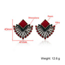 Handmade Crystal Beads Geometric Fan Shaped Dangle Earrings Bohemia Ethnic