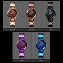 Skmei Women'S Quartz Watch Elegant Starry Dial Steel Strap Diamond Mirror W R7L5