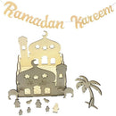Log Wood Muslim Islam Castle Ornament Eid Mubarak Ramadan Home Party Craft  B8C1
