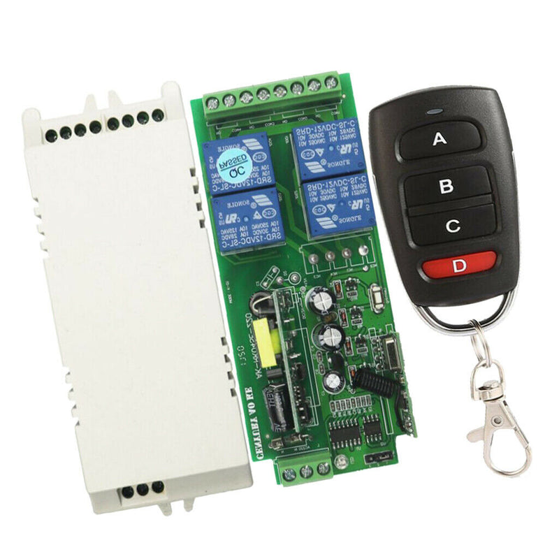Wireless Remote Control Switch 4CH Receiver with AC220V Transmitter New Four key