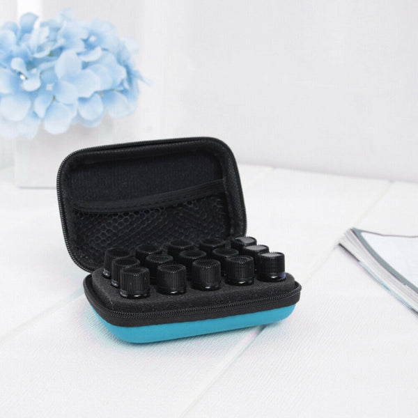 15 Slot Essential Oil Bottle Holder Rollers Storage Bag Organizer (Blue) A#S