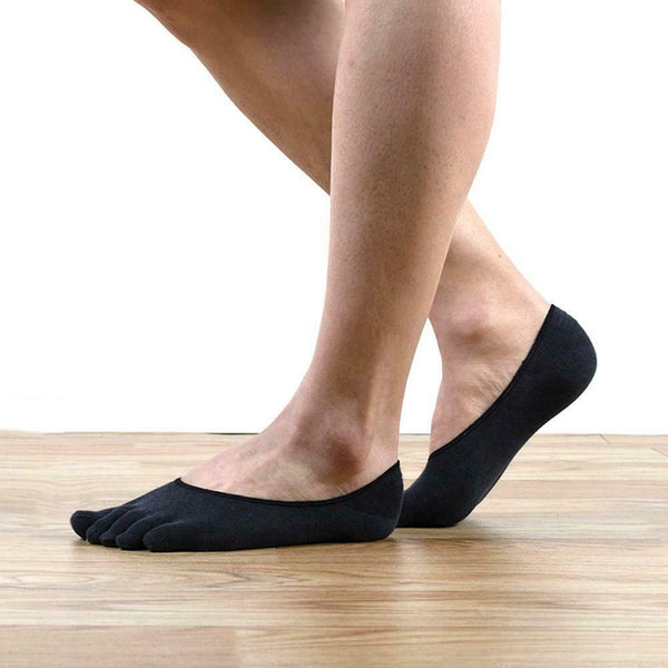 1 Pair Five Finger Toe Socks Elastic Solid Summer Boat Socks (Black) A#S