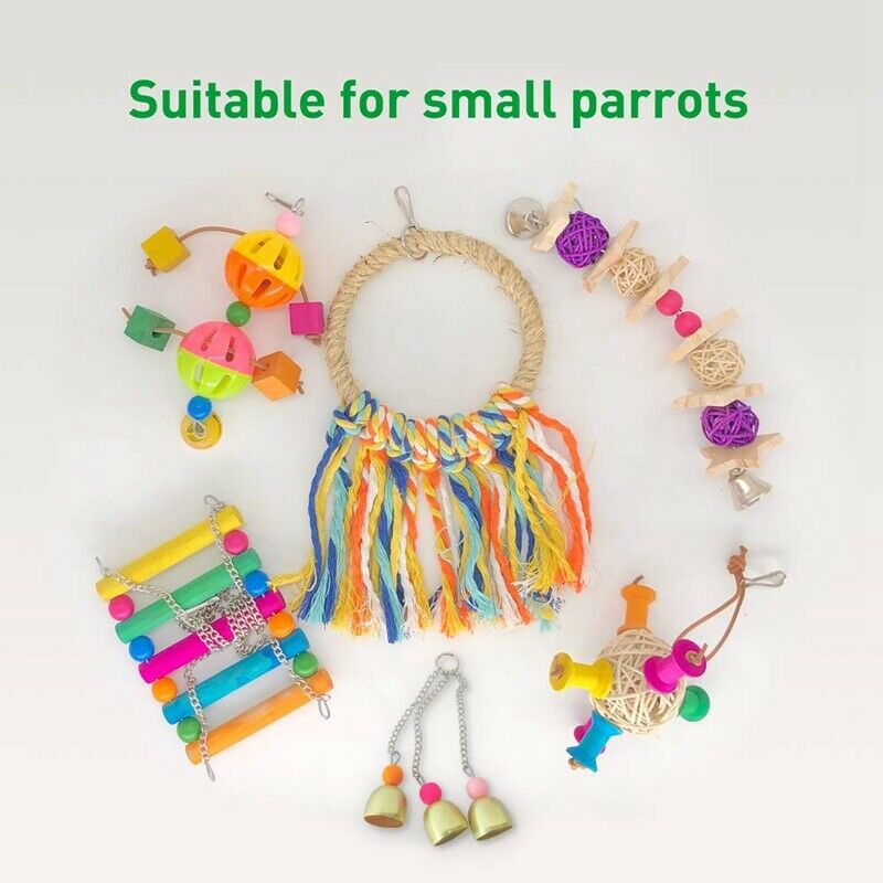6 Pcs Parakeet Toys Bird Swing Chewing Toys Parrot Hammock Bell Parrot Chew