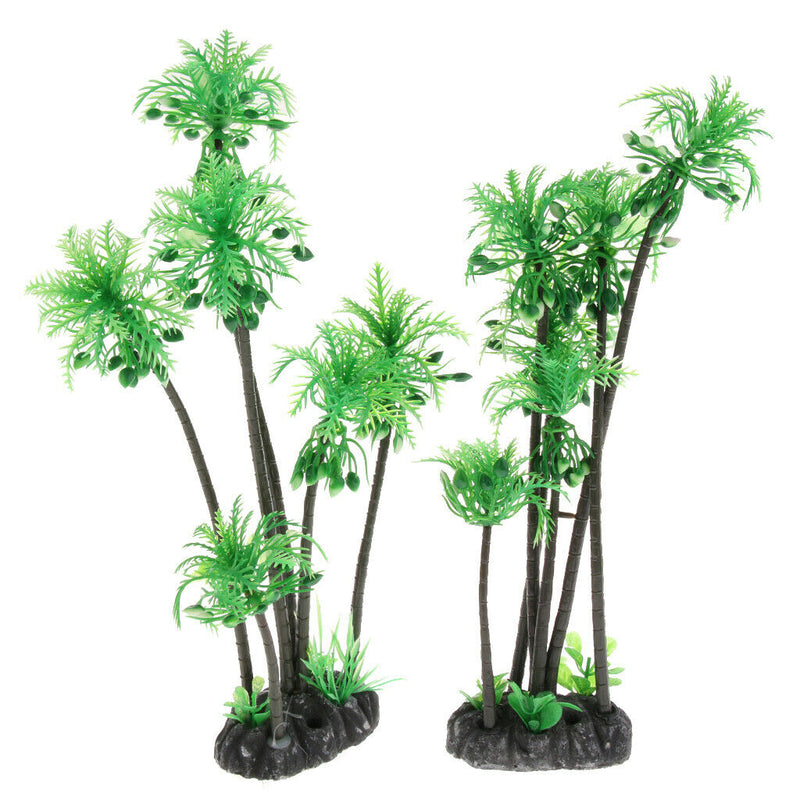2pcs Aquarium Fish Tank Reptile Tank Landscaping Artificial Coconut Tree Plant