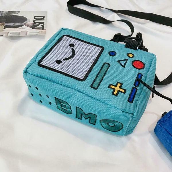 Fashion Women Mini Shoulder Bag Canvas Cartoon Robot Crossbody Bags Purse