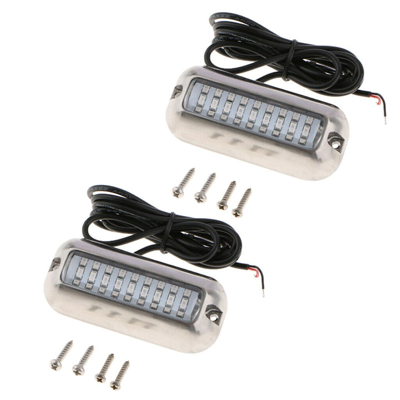 2pcs 27 LED Stainless Steel Underwater Marine Boat Transom Fishing Lights Green