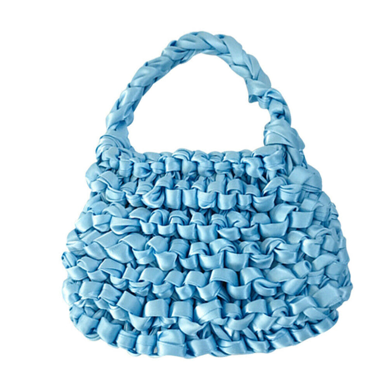 Ribbon Hand-woven Women Handbag Ladies Crochet Handmade Totes Clutch Bags