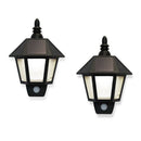 2 Solar Rechargeable Security Wall Sconce Lights with High Tech Motion Dete