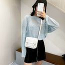 Hit Color Women Crossbody Bag Belt Buckle PU Mini Shoulder Pouch (White)