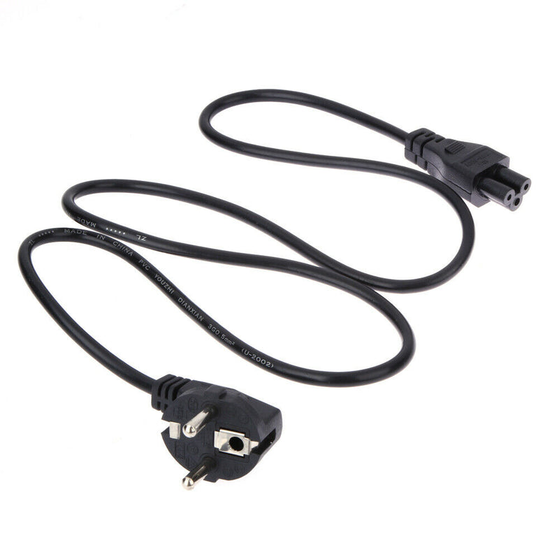 1M EU 3 Prong 2 Pin AC Laptop Power Cord Adapter Cable Black