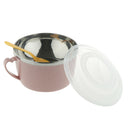 Stainless Steel Kids Noodles Bowl with Spoon for Ramen Soup Rice Snack Pink