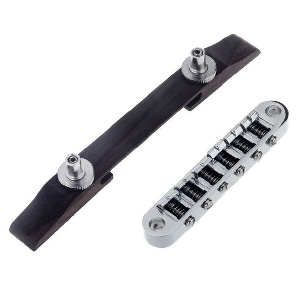 Chrome Guitar Bridge Roller Saddle Metal Rosewood Adjustable