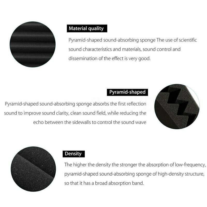 1X(Wedge Acoustic Foam With Adhesive Tape 8 Pcs Soundproof Panels,Silencing