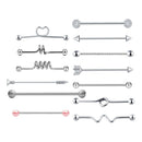 13PCS Industrial Barbell Earring Ear Stud  Jewelry 38mm Unisex