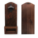 Club Pub Rustic Wooden Wall Hanging Bottle Opener W/ Cap Catcher Holder