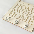 Home Sweet Rustic White Wood Hanging Plaque Sign With Hooks With Key Hanger M&E