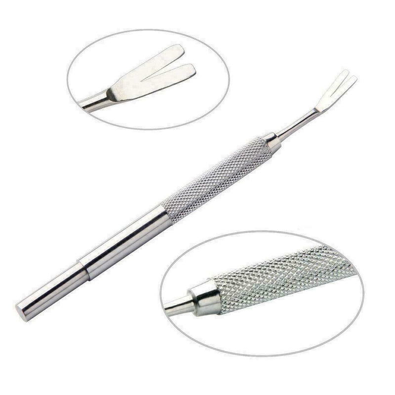 Floh-Haustier-Entferner-Zecken-Abbau-Werkzeug-Edelstahl-Doppelkopf Gabel-Pi R4A0