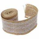 2M Pretty Lace Edged Hessian Burlap Ribbon Roll for Rustic Wedding Party De