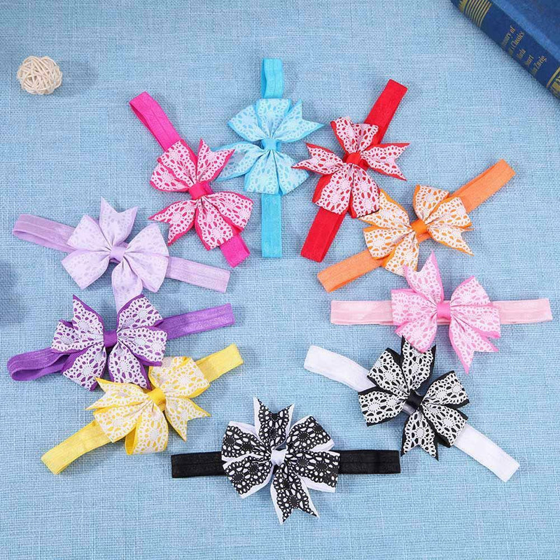 10pcs Fashion Baby Kids Print 10 Color Bowknot Princess Hairband Headband
